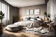 Interior of cozy bedroom in modern design