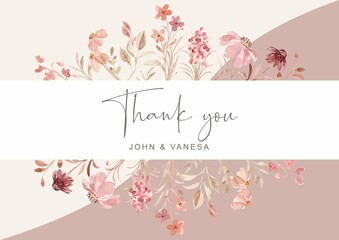  Simple Thank You Card With Watercolor Wildflowers