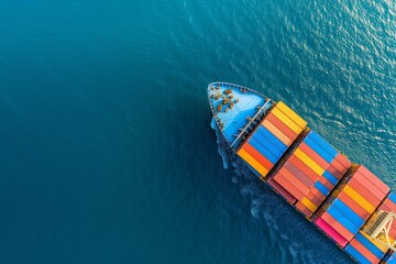 Aerial view container ship full load container for logistics