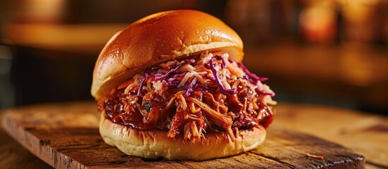 Poster - BBQ pulled pork burger with slaw and homemade sauce