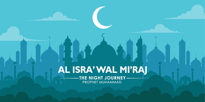 isra miraj, concept in flat design. posters, social media, and banners
