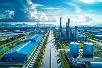 Wall Mural - Aerial view of Industrial zone and technology park