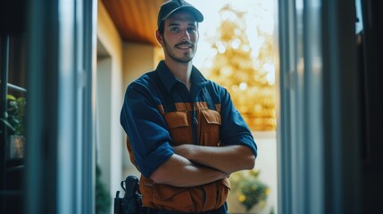 Poster - An emergency locksmith at home. Generative AI.