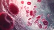 © Екатерина Шпаченко - a red cell surrounded by white blood cells move through a blood vessel