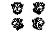 Rottweiler angry and dominant faces mascot logo icno in silhouette style , Rottweiler dominant and angry face
