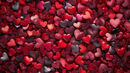 Poster - Red and black hearts arranged on a table. Ideal for Valentine's Day or romantic-themed projects