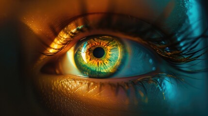 Poster - A detailed close-up of a person's eye. Perfect for illustrating concepts related to vision, beauty, and emotions