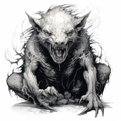 illustration of demon demonized mind. sickness, illusions.