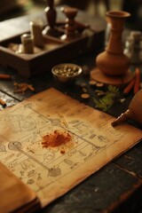Poster - A piece of paper placed on a wooden table. Suitable for various business or educational concepts