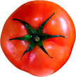 Top view of red tomato on transparent background.