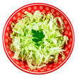 Bowl with sliced cabbage on transparent background.