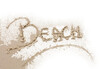 Beach written in the sand and transparent background.