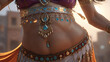 Close-up view of belly dancer woman
