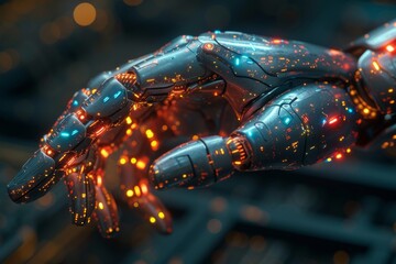 Poster - Close up of cyborg hand