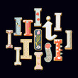 Whimsical collection of a various I letter in a fusion style.