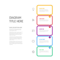 Poster - Minimalistic five steps vertical  elements template with rounded rectangles