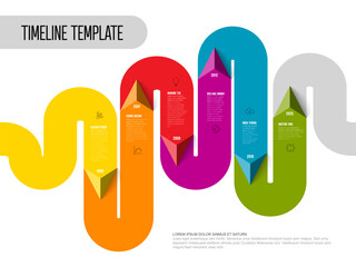 Poster - infographic bold solid color timeline template with up and down triangle arrows
