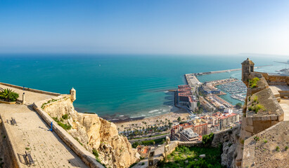 Wall Mural - Ruins of Santa Barbara Castele and port of Alicante