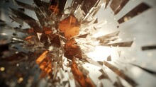 A Shattered Glass With Silver And Orange Colors