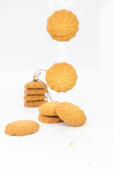 Wall Mural - Cookies or Biscuits, traditional dessert, nutrition snack, dessert or breakfast food isolated on white background