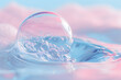 3D rendering of transparent pink luxury ball on water surface, fantasy, product discplay