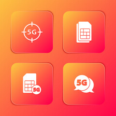 Poster - Set 5G network, Sim card, Card and icon. Vector