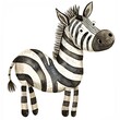 Cute zebra in cartoon style. Watercolor drawing african baby animal isolated on white background