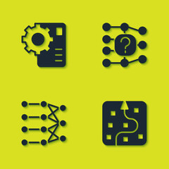 Sticker - Set Neural network, and icon. Vector