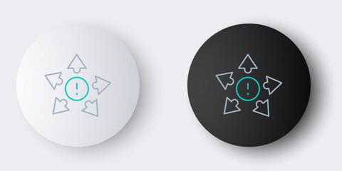 Poster - Line Many ways directional arrow icon isolated on grey background. Colorful outline concept. Vector