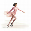 Elegant Female Figure Skater in Motion - Digital Artistic Illustration with Dynamic Pose and Flowing Dress on Ice