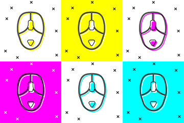 Canvas Print - Set Computer mouse icon isolated on color background. Optical with wheel symbol. Vector