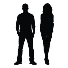 Silhouettes Of Man And Woman On White