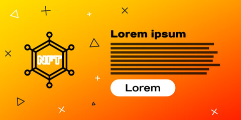 Poster - Line NFT blockchain technology icon isolated on yellow background. Non fungible token. Digital crypto art concept. Colorful outline concept. Vector