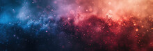 Red And Blue White  Background With Stars In Dust, Red  Blue Glitter Sparkle On Dark  Background, Circle Bokeh, Defocused, Blue Red Space Galaxy , Nebula,  Cosmos Banner Poster Background