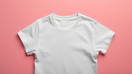 Wall Mural - Blank white t-shirt mockup on pink background