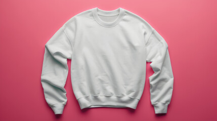 Wall Mural - Blank white sweatshirt mockup on pink background