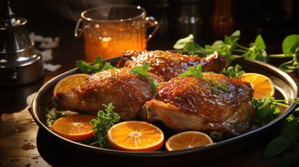 Duck Confit with Orange Glaze. Best For Banner, Flyer, and Poster