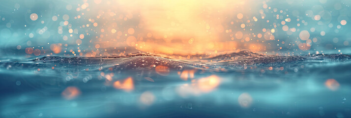 Poster - a close up of blue water and sun with bokeh light on blur background