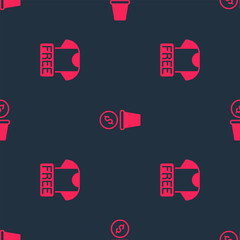 Poster - Set Clothes donation and Donation money on seamless pattern. Vector