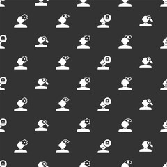 Poster - Set Male doctor, Finding problem in psychology, Solution and on seamless pattern. Vector