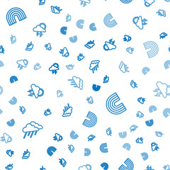 Aufkleber - Set line Cloud with rain, Rainbow and Storm on seamless pattern. Vector