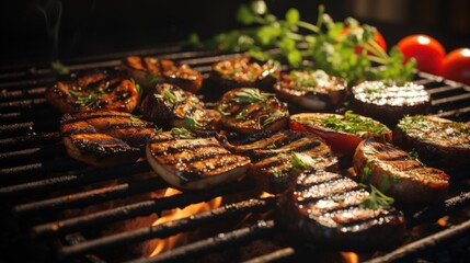 Wall Mural - Grilled Portobello Mushrooms. Best For Banner, Flyer, and Poster