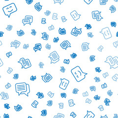 Aufkleber - Set line Speech bubble chat, Smile face and on seamless pattern. Vector