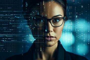 Poster - Successful Male Female Data Center IT Specialist Computer technologies Generative AI picture