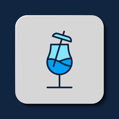 Poster - Filled outline Cocktail icon isolated on blue background. Vector