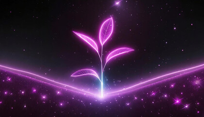 Wall Mural - neon plant in the field, in the spring