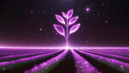 Wall Mural - neon plant in the field, in the spring