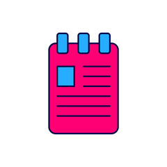 Poster - Filled outline Notebook icon isolated on white background. Spiral notepad icon. School notebook. Writing pad. Diary for school. Vector