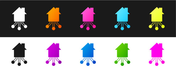Poster - Set Smart home icon isolated on black and white background. Remote control. Vector