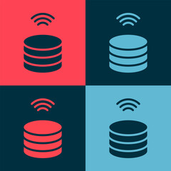 Poster - Pop art Smart Server, Data, Web Hosting icon isolated on color background. Internet of things concept with wireless connection. Vector